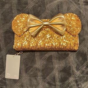 Loungefly x LASR Gold longline wallet NWT